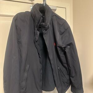 Polo by Ralph Lauren Men’s Black Bomber Jacket with Red Pony